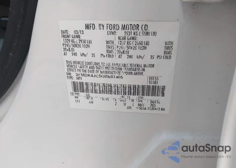 2013 Ford Edge Sel from USA, damaged, VIN 2FMDK4JC5DBB97405